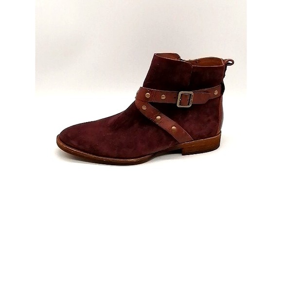 Kork-Ease Boots Womens Red 6‎ Ankle Bootie Shoe Suede Zip Strap Buckle K69047 - Picture 1 of 10